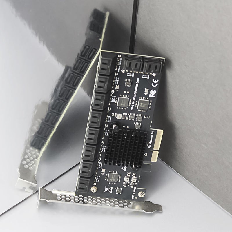 GLOTRENDS SA3220 20-Port PCIe X4 SATA Expansion Card, Compatible with Windows,Linux,Mac OS,NAS - Image 2